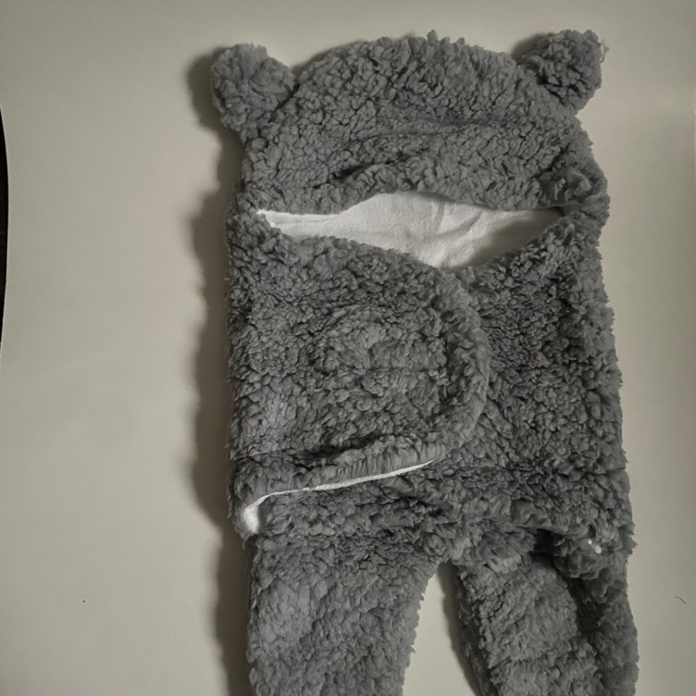 Grey Bear Baby Swaddle Blanket with Ears